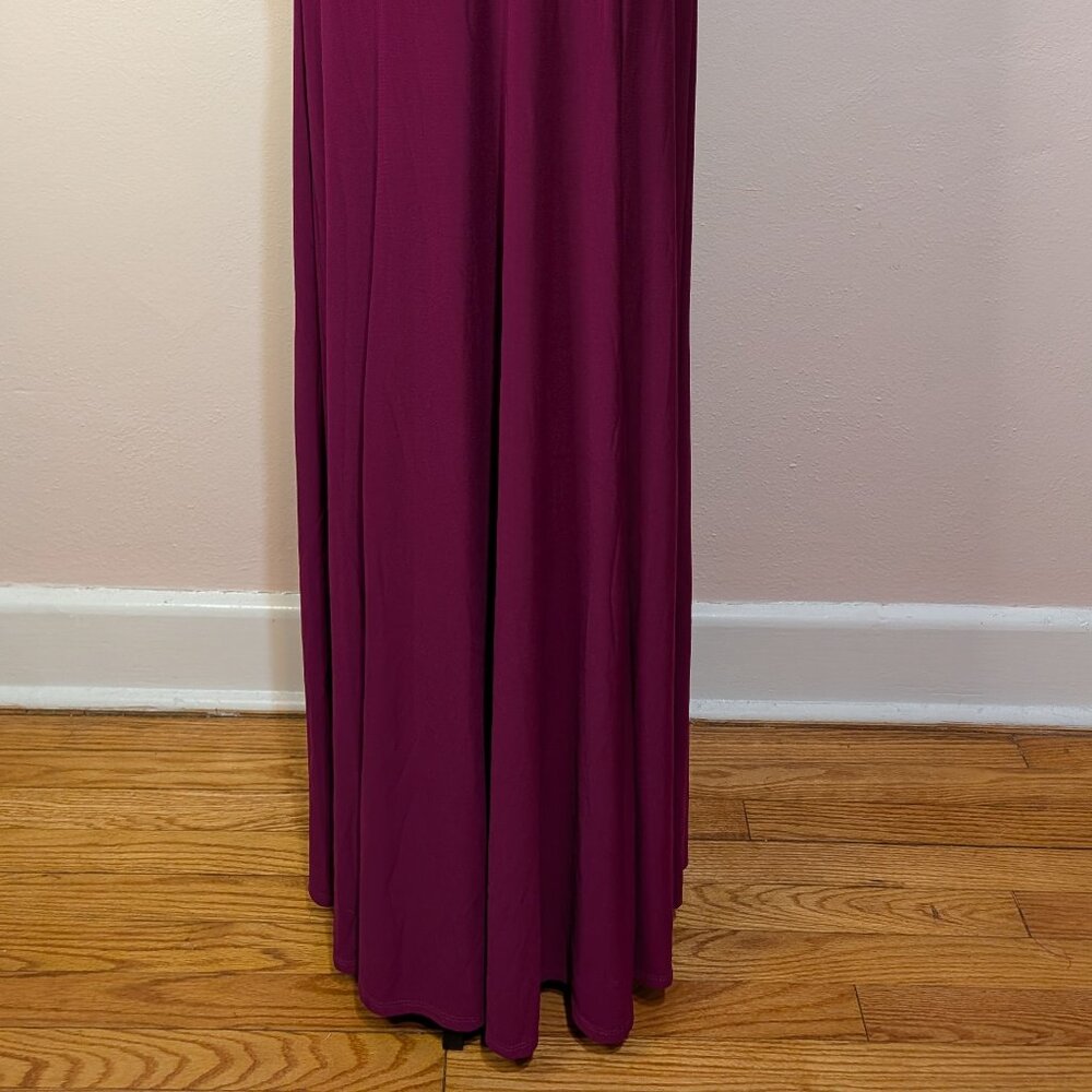 Evening Gown Magenta Berry Sweetheart Neckline Cold Shoulder Embellished Size 16 - Picture 4 of 14